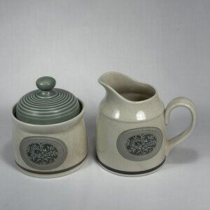 Sugar bowl and creamer set.  Royal Doulton Lambethware Earthflowers LS1034